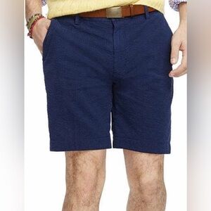 Polo Ralph Lauren Shorts Mens 38 9" Inseam Navy Seersucker Straight Stretch EUC
